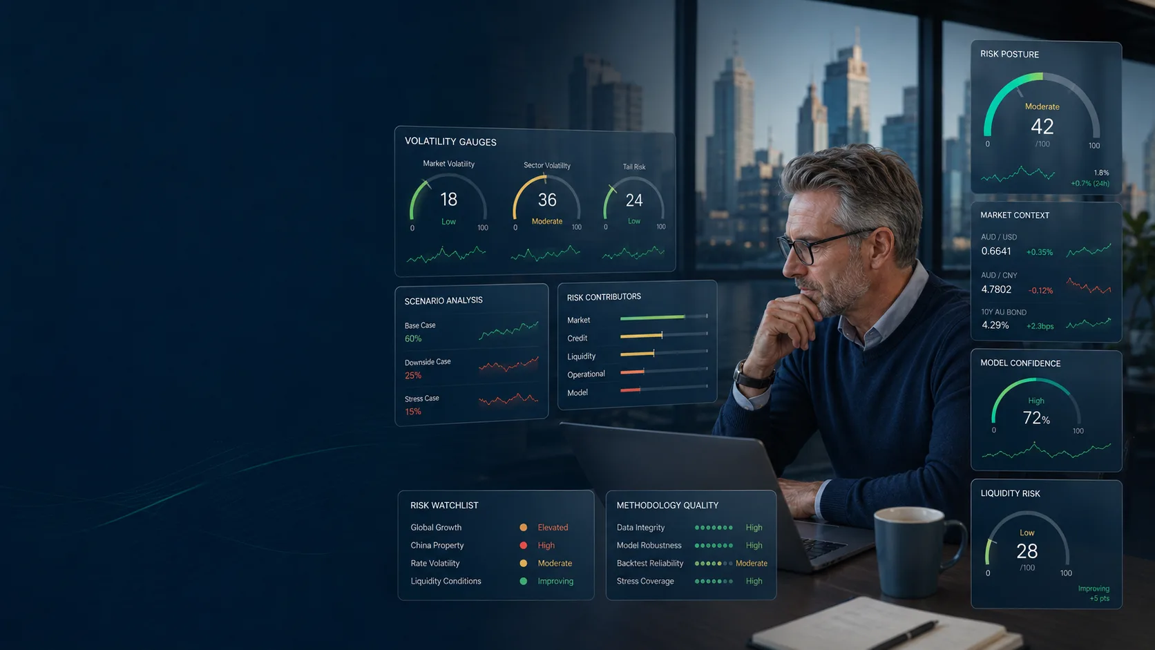 FinAI methodology view showing verification and confidence context for market signals